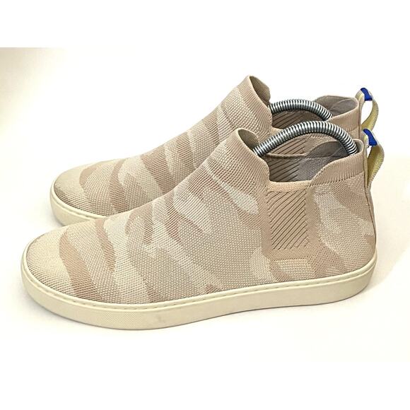 Rothy's High Top Slip On Stretch Casual Sneaker Tan Cream Camo Size 10.5 - Picture 3 of 9